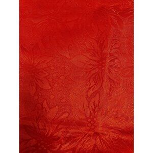Table Cloth  54" X 70" Red Poinsettia Jacquard Pattern Polyester ChristmasDecor